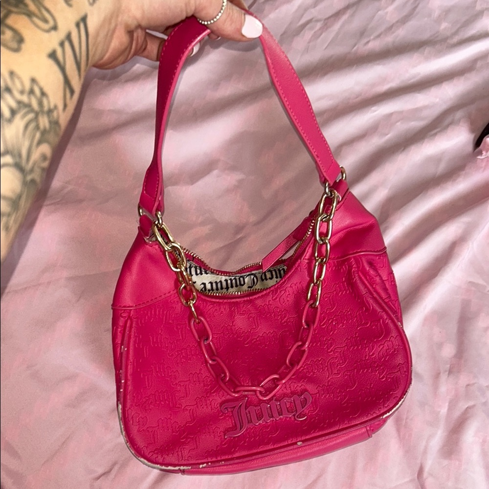Juicy Couture Pink Hobo Shoulder Bag with Metallic Accents
